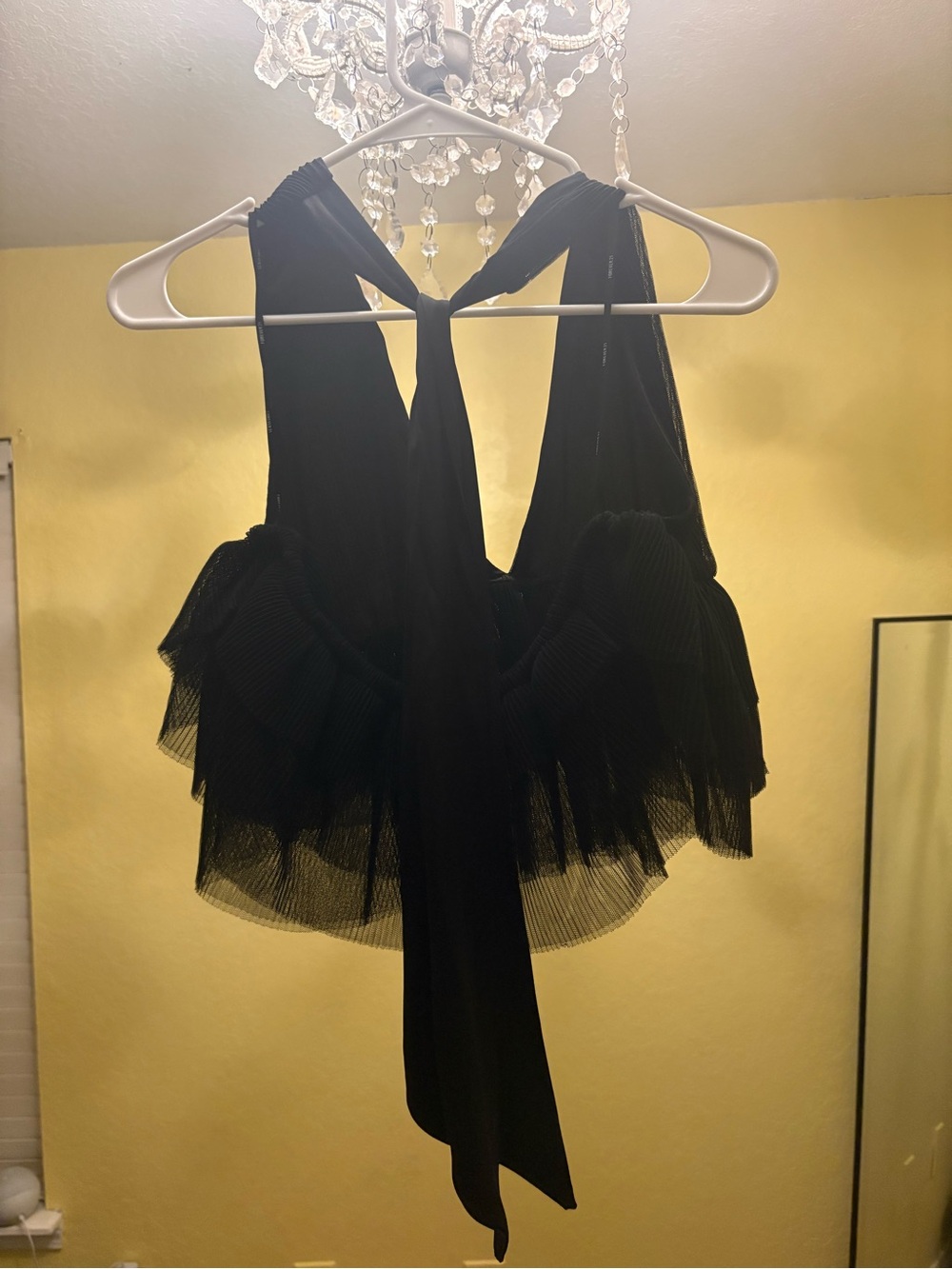 Black Ruffled Halter Top - Picture 2 of 2